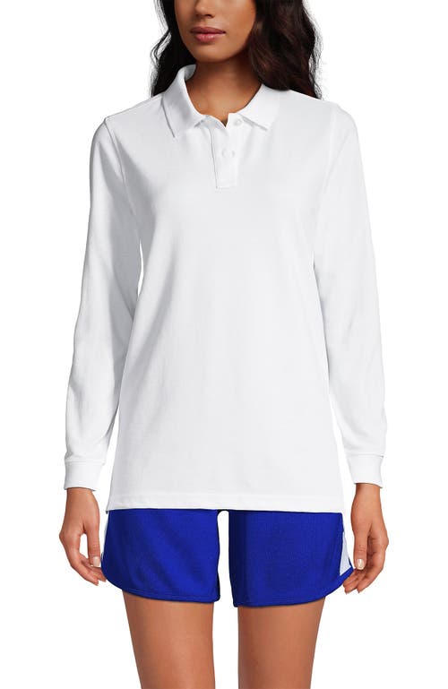 Shop Lands' End School Uniform Young  Long Sleeve Mesh Polo Shirt In White