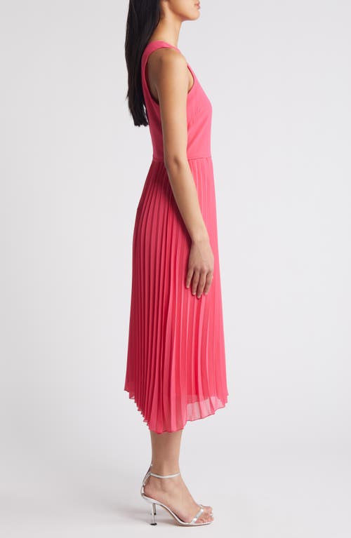 Sam Edelman V-neck Accordion Pleat Dress In Watermelon