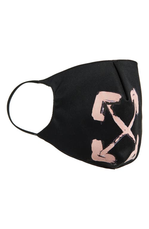 Off-White Painted Arrow Logo Adult Face Mask in Black Pink