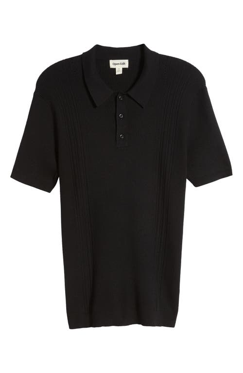 Open Edit Rib Polo Sweater In Black