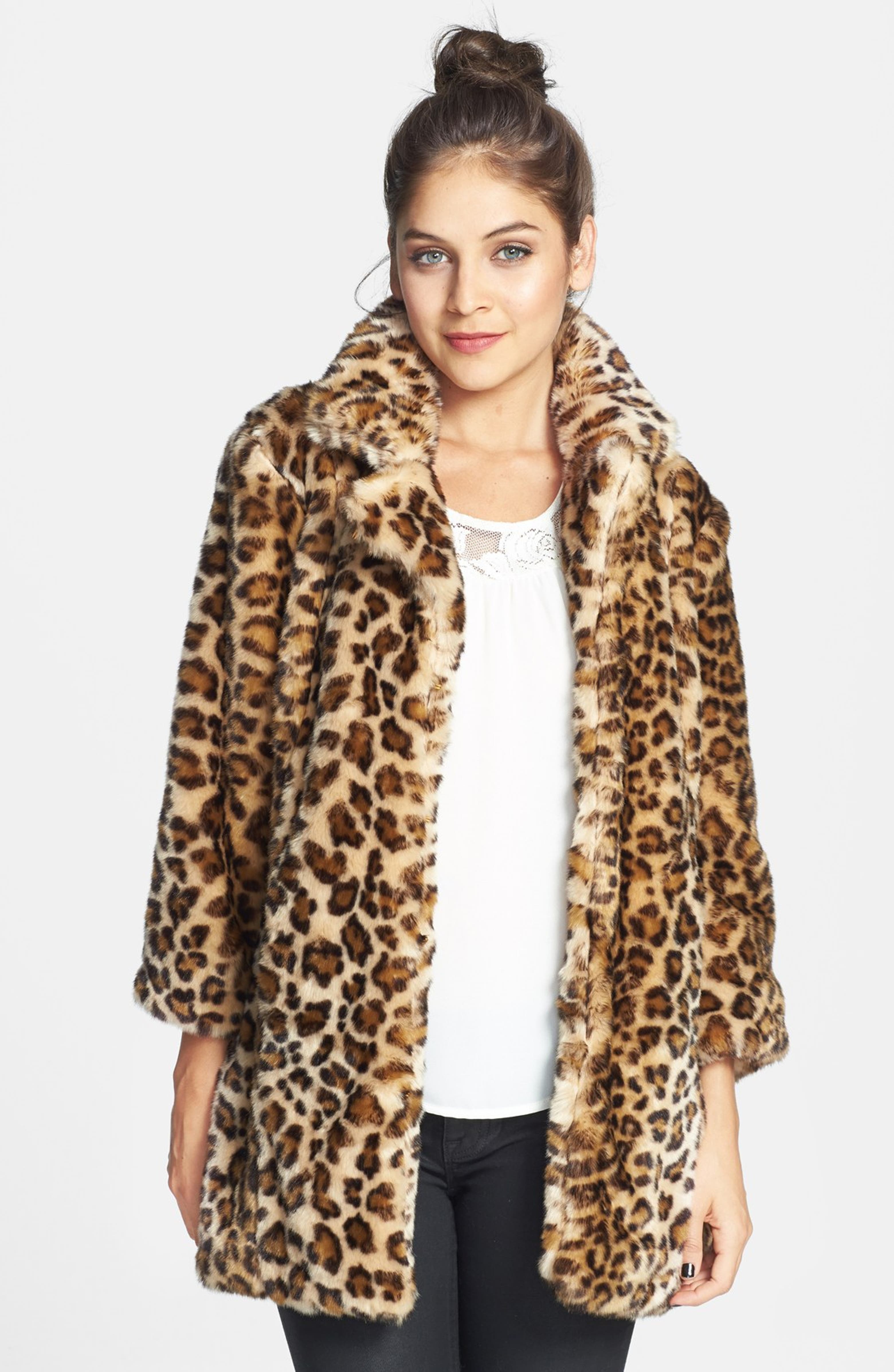 Latiste Leopard Faux Fur Coat (Juniors) (Online Only) | Nordstrom