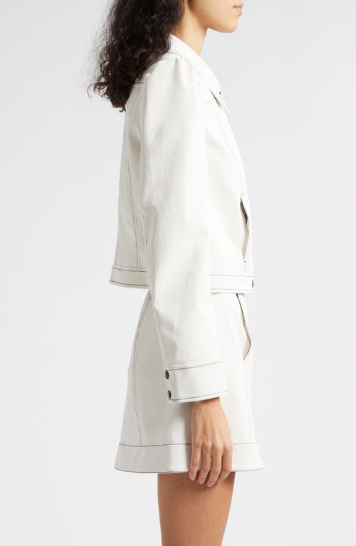 Shop Cinq À Sept Ciara Topstitch Detail Jacket In White/navy