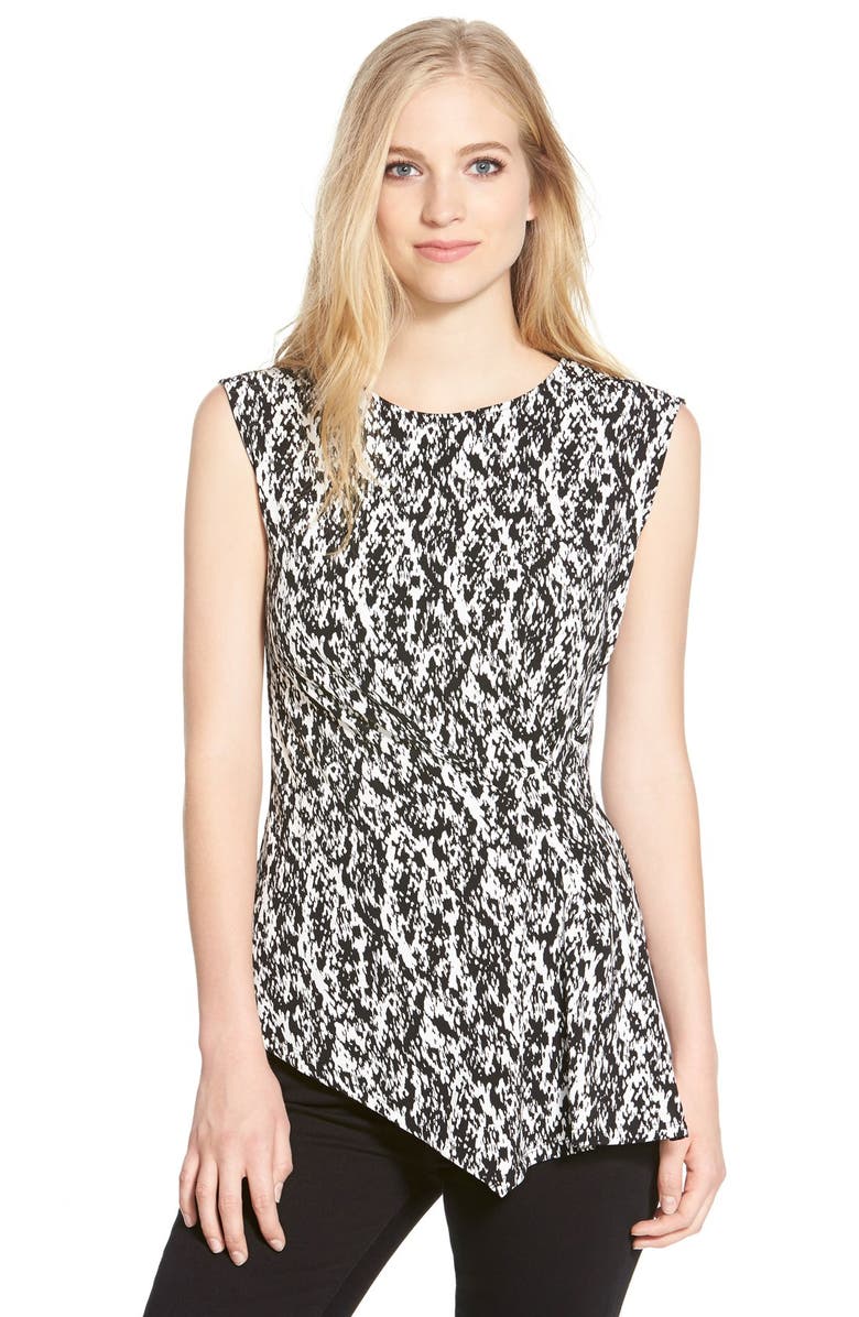Vince Camuto Graphic Print Side Pleat Asymmetrical Top | Nordstrom