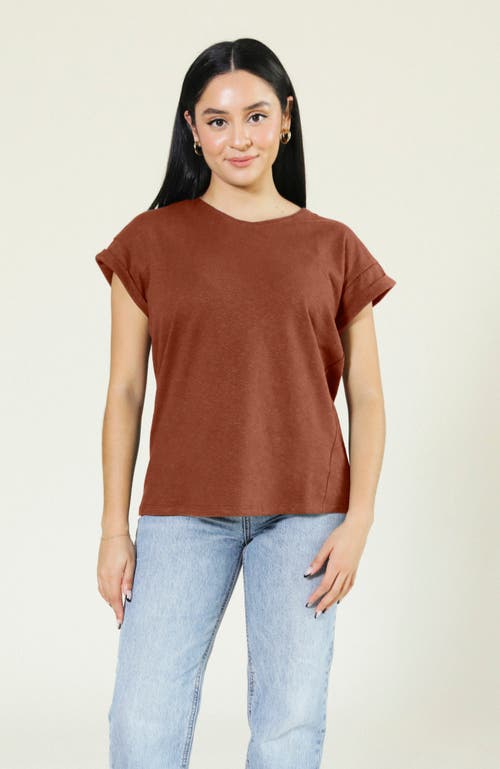 Poplinen Plus Jane Cuffed Hemp Tee In Pecan