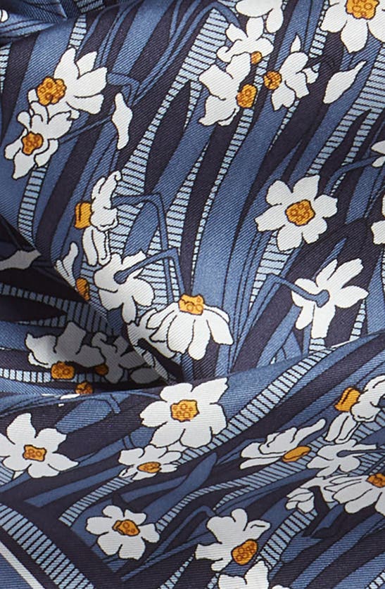 Shop Liberty London Daisy Lawn Floral Silk Scarf In Blue