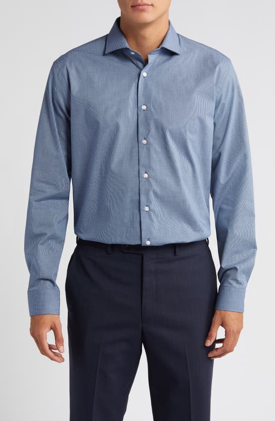 NORDSTROM NORDSTROM EASY CARE® TRIM FIT MICROPATTERN DRESS SHIRT 