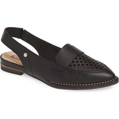 Pikolinos Caleta Perforated Slingback Flat, Black