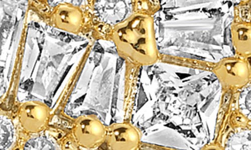 Eye Candy Los Angeles Hughes Cz & Imitation Pearl Stud Earrings In Gold