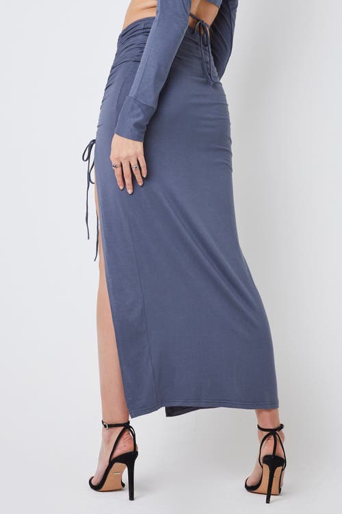 Shop Creea The Label Side Slit Maxi Skirt In Charcoal