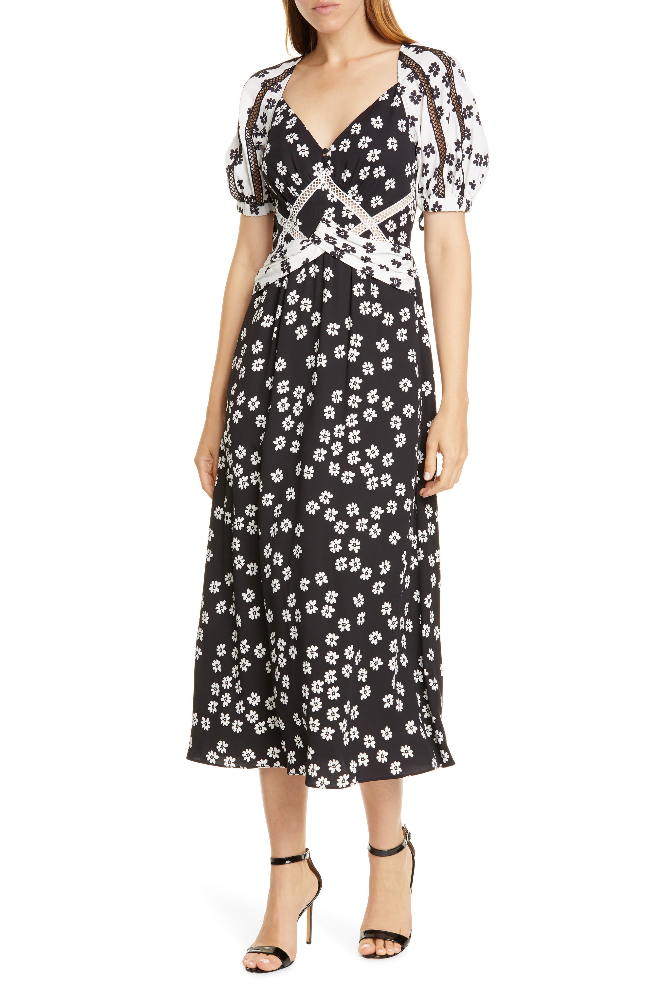 daisy print midi dress