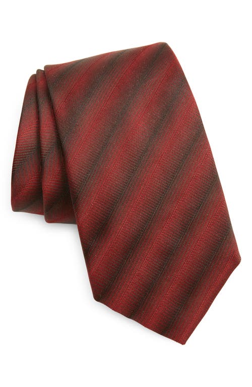 Gradient Stripe Silk Tie in Dark Red