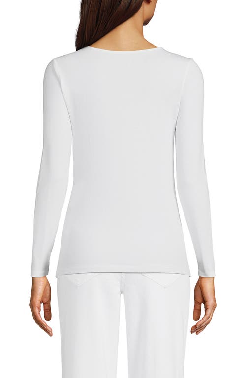 Shop Lands' End Long Sleeve Lightweight Tie Front Top In White