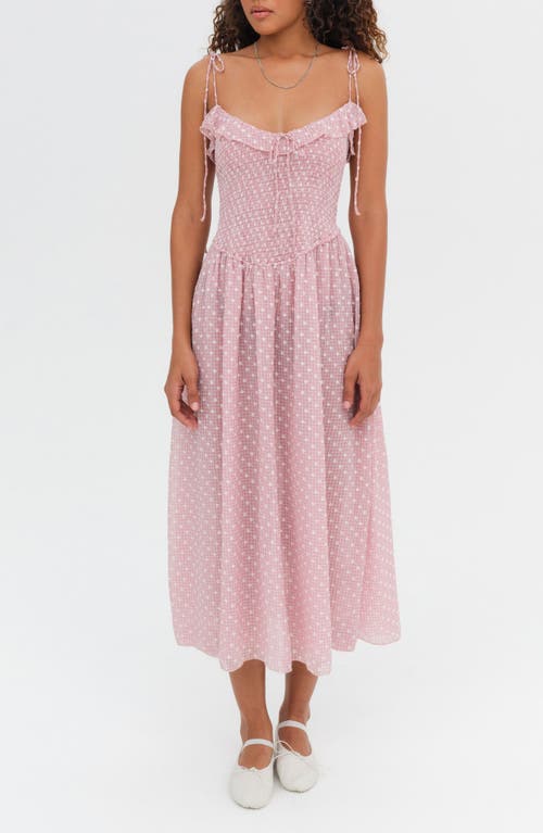 Shop For Love & Lemons Maxine Clip Dot Maxi Sundress In Pink