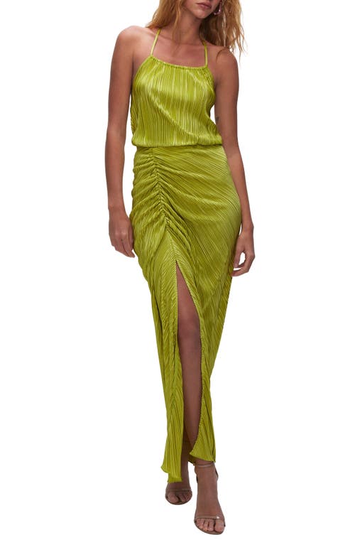 Good American Always Fits Pliss Maxi Skirt in Chartrusse001 | Smart Closet