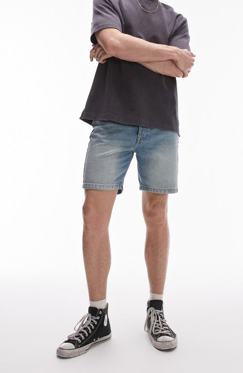 Topman Straight Leg Denim Shorts Light Blue at Nordstrom,