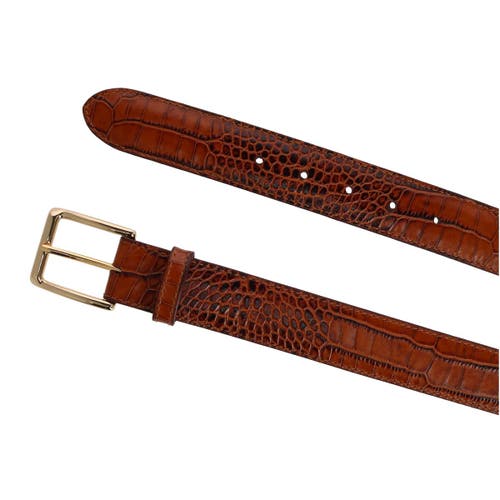 Trafalgar Chance 35mm Mock Mini-african Alligator Embossed Italian Leather Belt In Cognac