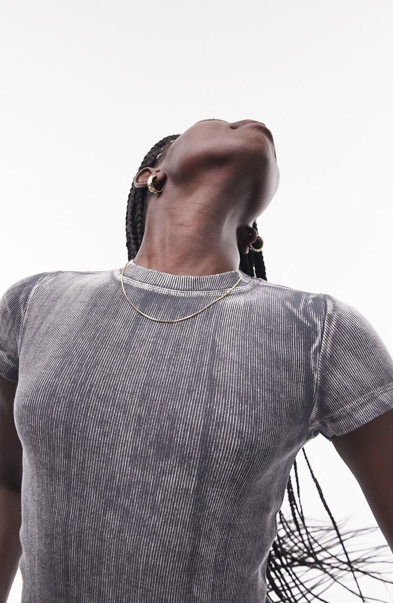 Topshop Acid Wash Mock Neck Rib Baby Tee | Nordstromrack
