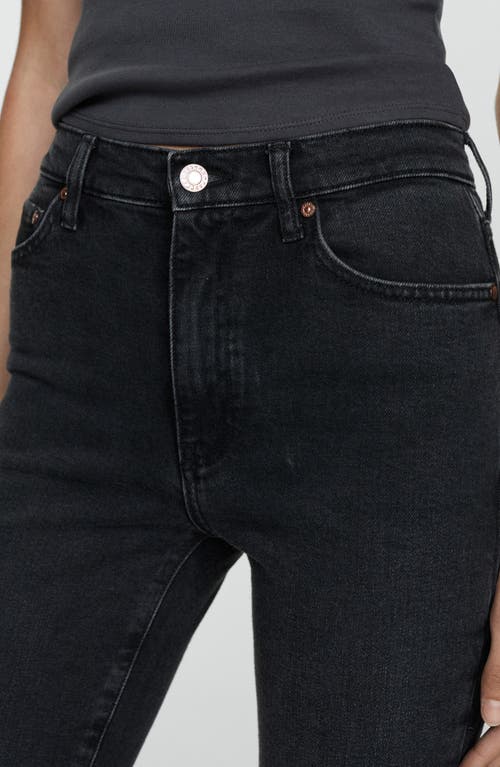 Shop Mango Claudia Waxed Crop Slim Fit Jeans In Black Denim