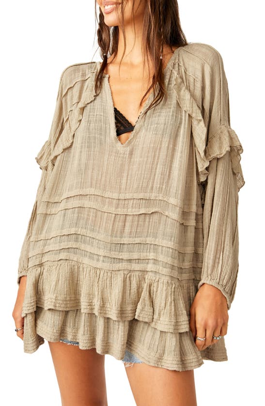 Shop Free People Tamasi Ruffle Tunic In Lichen