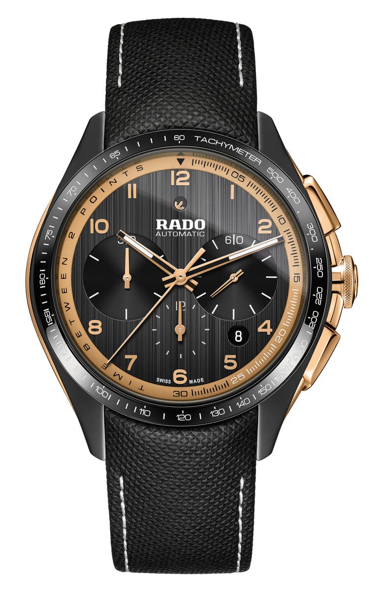 RADO HyperChrome Ceramic Automatic Chronograph Leather Strap Watch ...