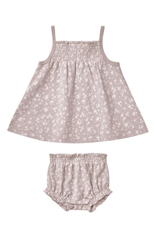 QUINCY MAE Floral Smocked Organic Cotton Top & Bloomers Lavender Scatter at Nordstrom,
