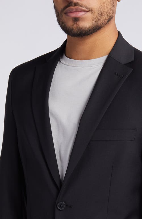 Open Edit Solid Extra Trim Wool Blend Sport Coat In Black