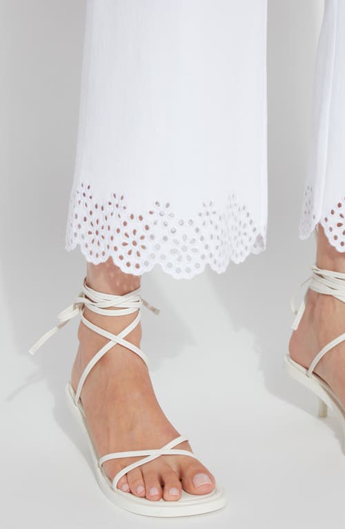 Lyssé Cropped Eyelet Embroidered Wide Leg Jeans In White