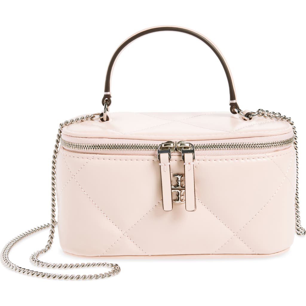 Tory Burch Kira Quilted Leather Vanity Case In Soft Pink