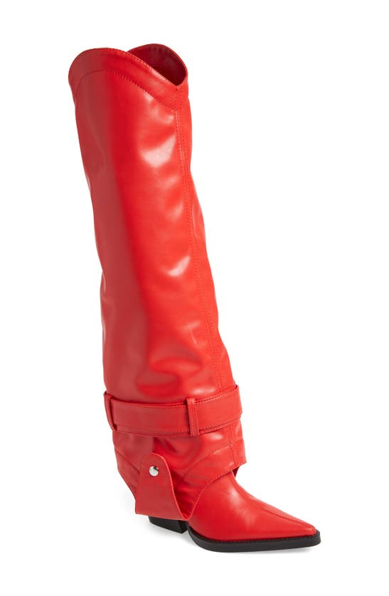 Azalea Wang Matty Foldover Shaft Western Boot In Red