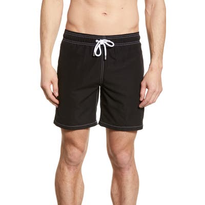 Bugatchi Solid Swim Trunks, Black