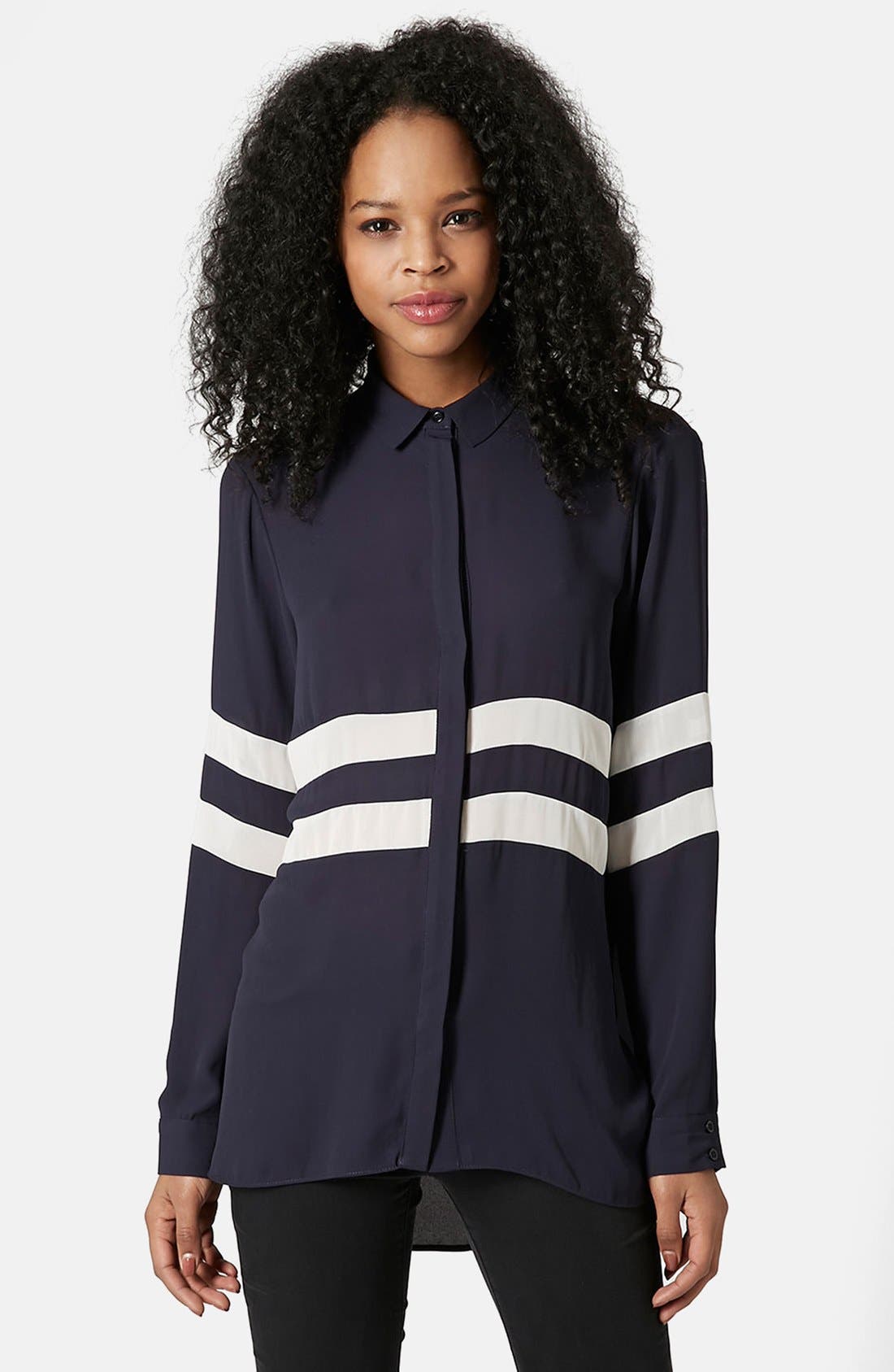 Dual Stripe Long Sleeve High/Low Shirt Nordstrom