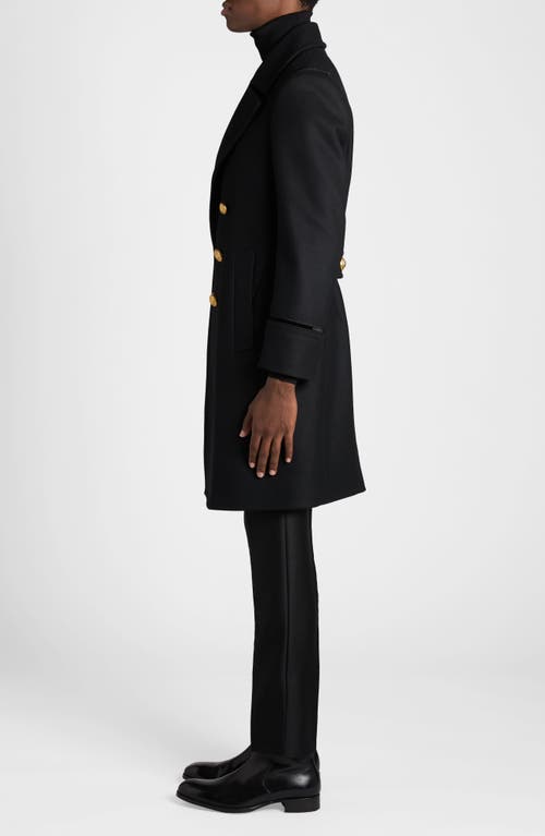 Tom Ford Double Breasted Wool Felt Martingale Coat In Black