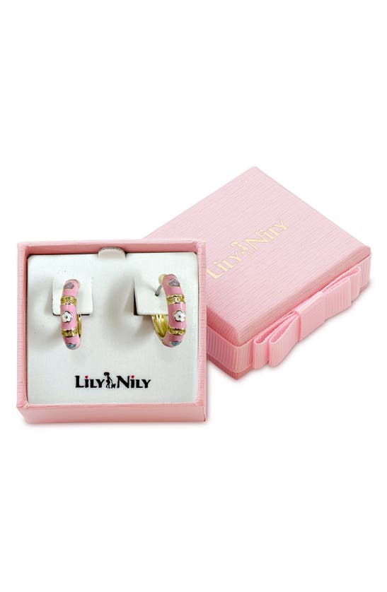 Lily Nily Kids' Flower Hoop Earrings In Pink