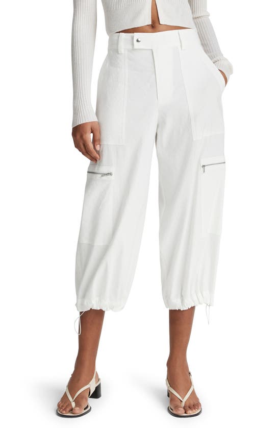 Shop Vince Linen Blend Crop Parachute Pants In Off White