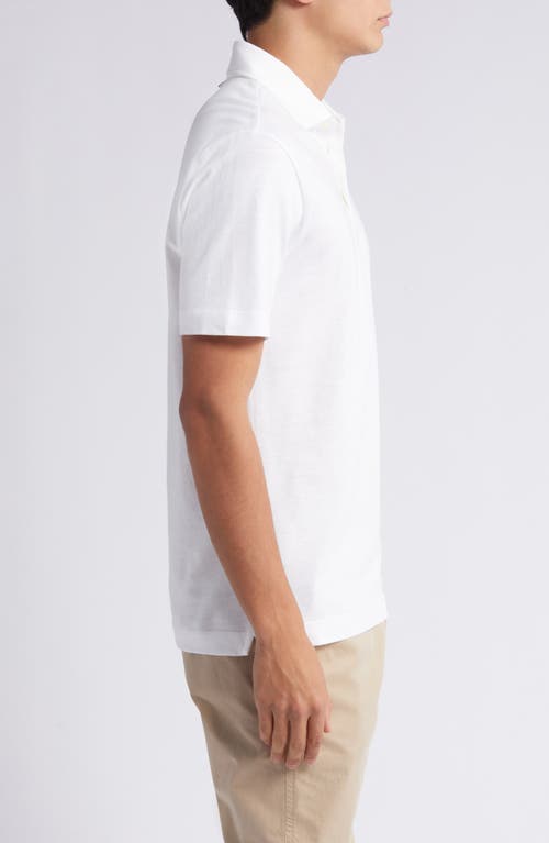 Shop Hugo Boss Boss Press Slub Linen Blend Piqué Polo In White