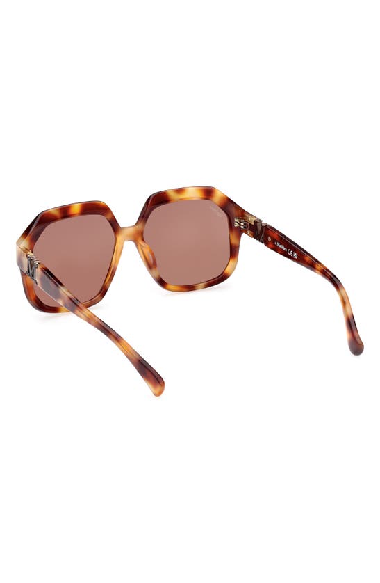 Shop Max Mara 57mm Geometric Sunglasses In Blonde Havana / Brown