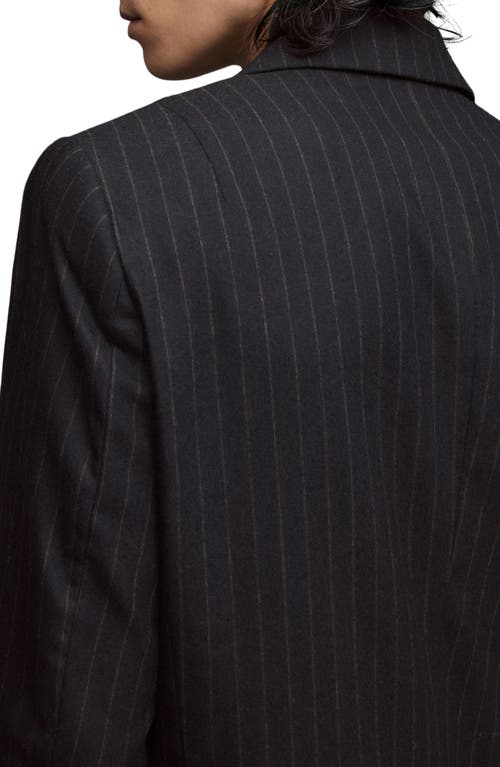 Shop Allsaints Blues Stripe Double Breasted Blazer In Pinstripe Black Brown