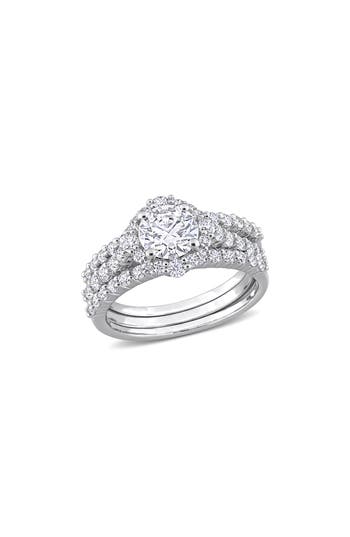 Delmar Set Of 3 Lab-created Moissanite Rings In White/silver