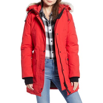 Canada Goose Trillium Regular Fit Down Parka With Genuine Coyote Fur Trim, (4-6) - Red