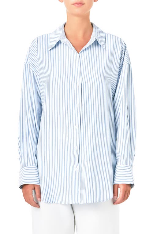 Stripe Button-Up Shirt in Blue