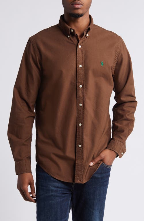 Polo Ralph Lauren Cotton Oxford Button-Down Shirt Chocolate Mousse at Nordstrom,