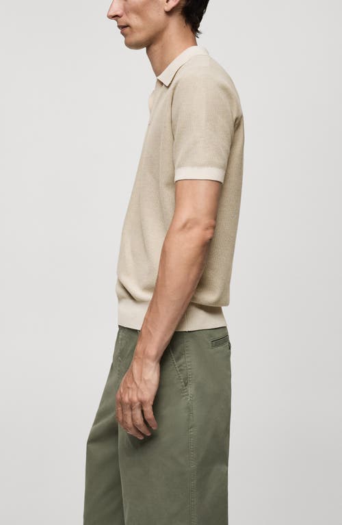 Shop Mango Structured Contrast Polo Shirt In Light/pastel Grey