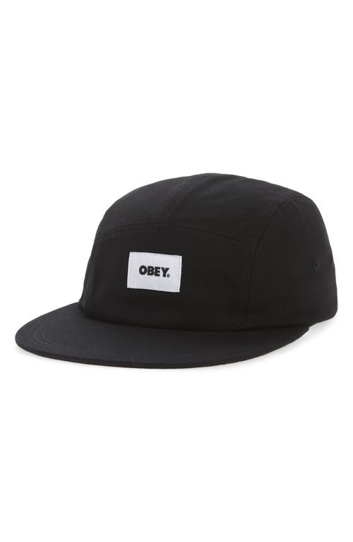 Bold Label Five-Panel Organic Cotton Hat in Black