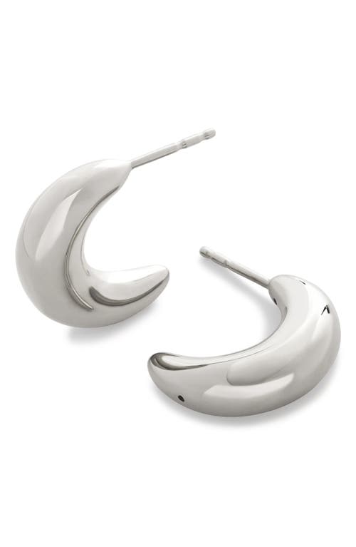 Shop Monica Vinader Crescent Moon Medium Hoop Earrings In Sterling Silver