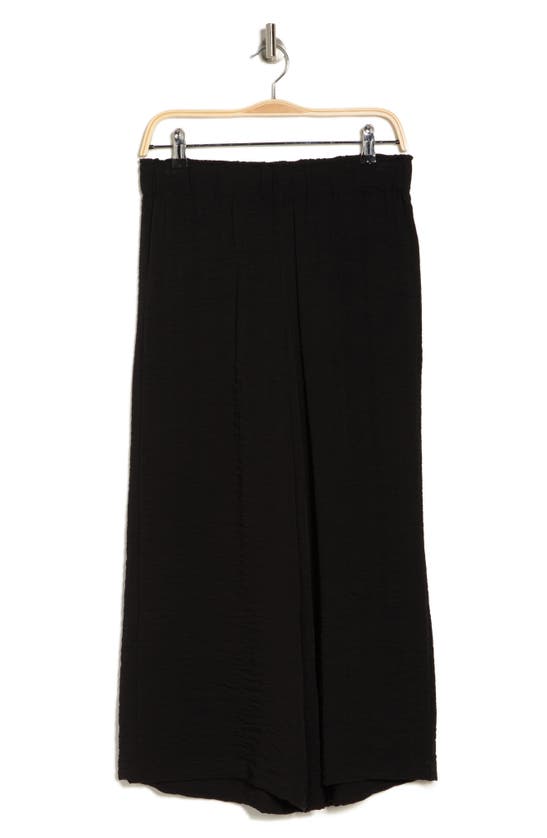 Shop Adrianna Papell Crinkle Wide Leg Pull-on Pants In Black