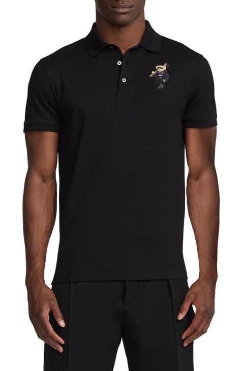 New Polo Shirt for Men Pure Cotton Embroidered Short Sleeve Black