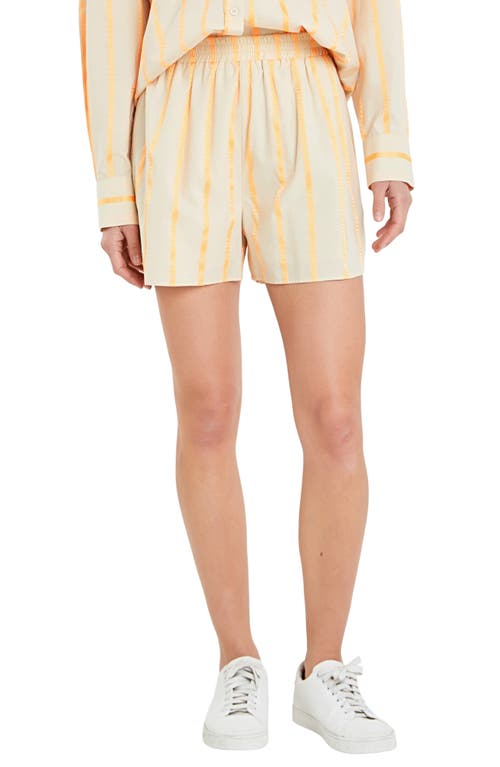 English Factory Tape Stripe Stretch Cotton Shorts In Beige/orange