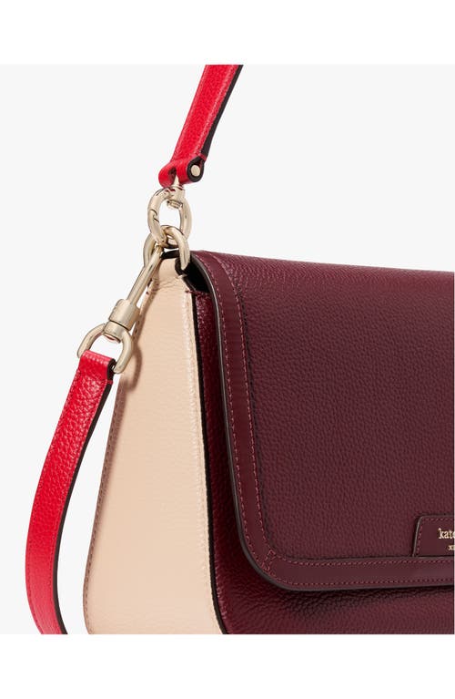 Shop Kate Spade New York Hudson Colorblock Pebbled Leather Satchel In Cherry Juice Multi