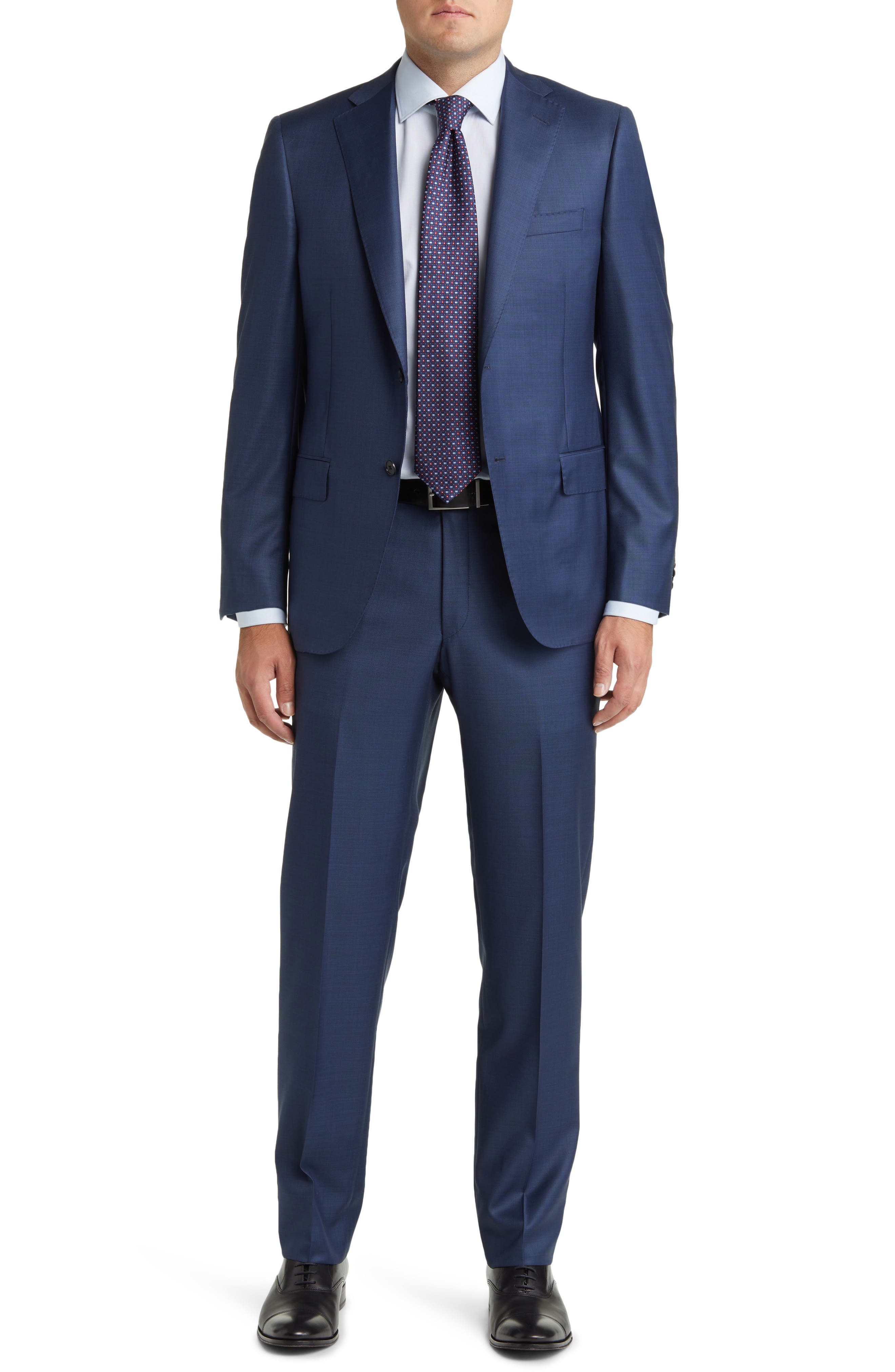 Heritage Gold Sharkskin Wool Suit in Blue Cover