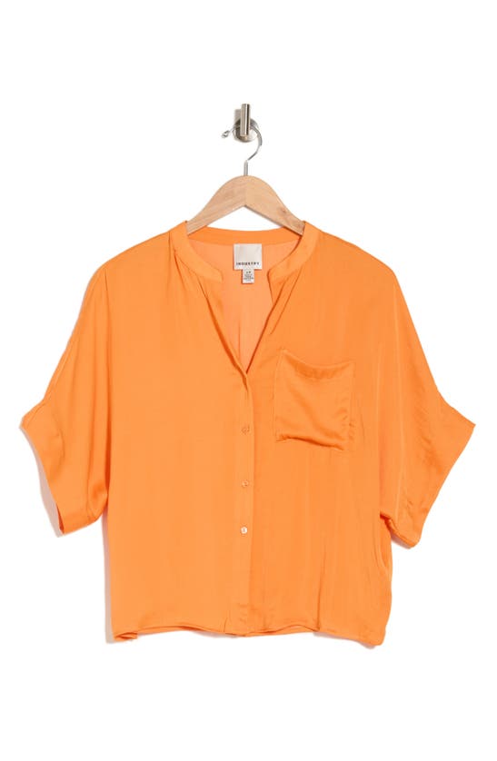 Industry Republic Clothing Airflow Elbow Sleeve Popover Shirt In Orange